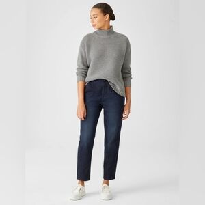Eileen Fisher Organic Cotton Stretch Tapered Pant, Dark Wash Denim, Size 4
